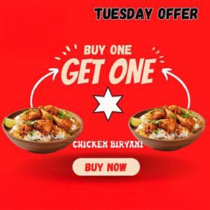 Chicken biryani by 1 get 1 free
