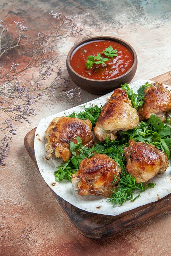 side-view-chicken-chicken-with-herbs-lavash-bowl-sauce-2-scaled